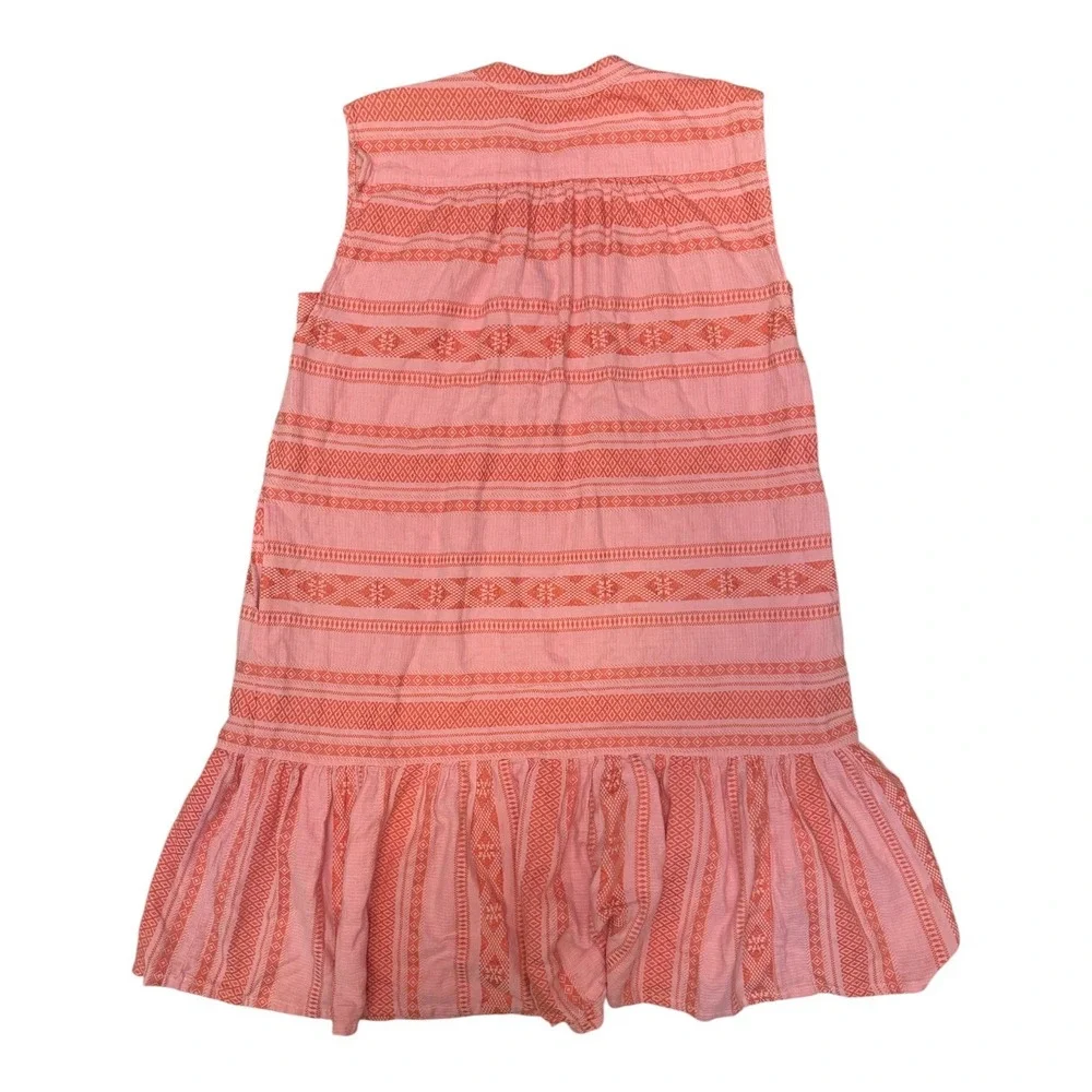 Uncle Frank Dress Womens L Pink Orange Sleeveless Ruffle 100% Cotton Boho Beach